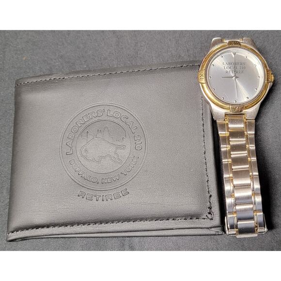 Union Other - Men's NY Laborers Union Local No. 210 Watch Silver Gold Tone Leather Wallet Lot
